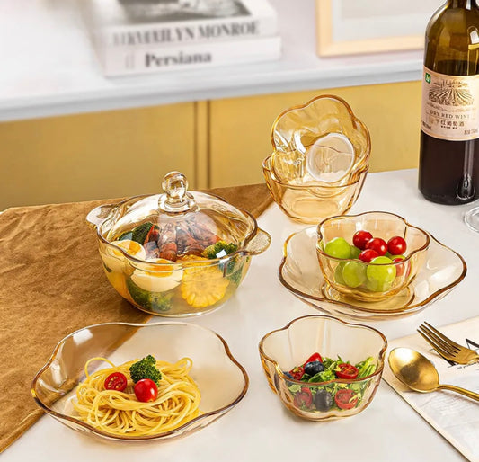 Seven piece glass breakfast set